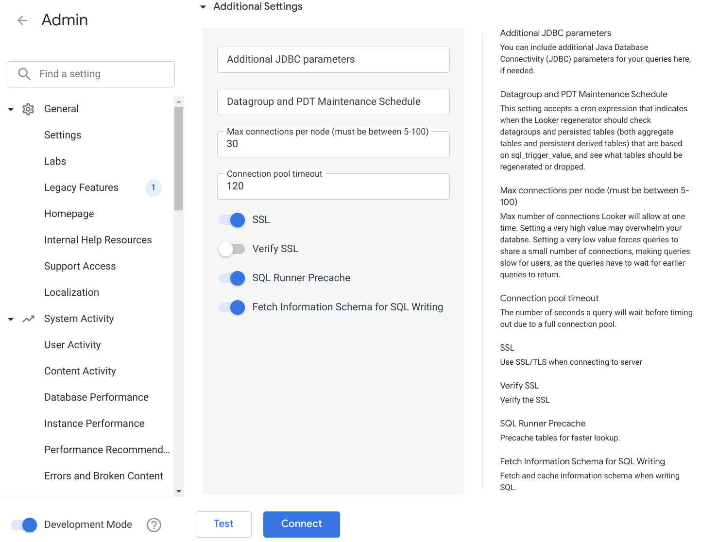 Enabling SSL for ClickHouse connection in Looker settings - Zoomed